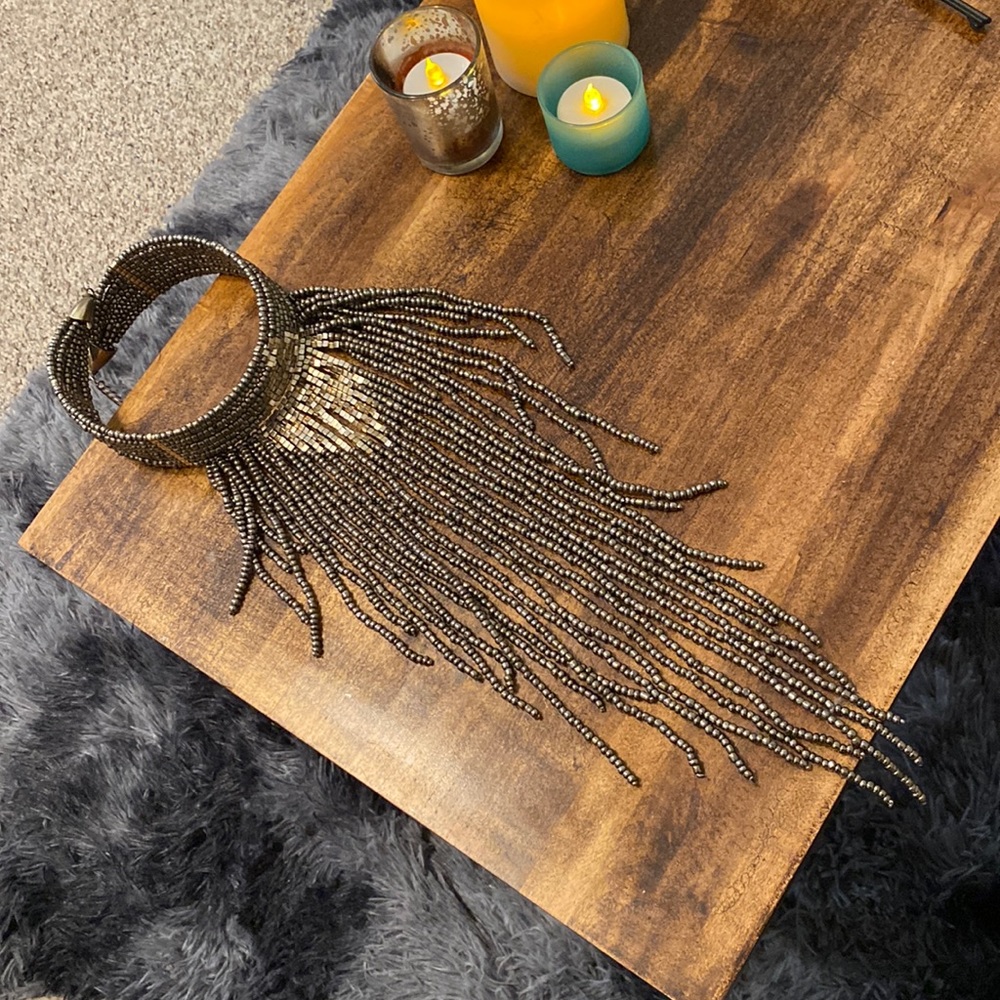 Beaded metal? choker cuff statement necklace. African?